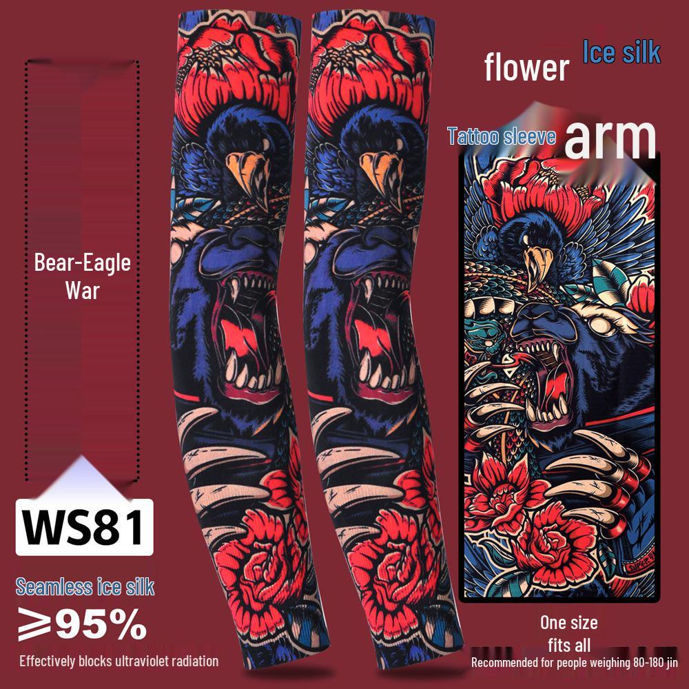 Рукава из ледяного шелка для защиты от солнца с татуировкой для мужчин и женщин - Летние для вождения, езды на велосипеде, с цветочным дизайном