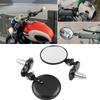 Universal Round Motorcycle Mirror - Folding Handlebar Convex Lens for Custom Bikes, Easy Install with Wider View (Black)