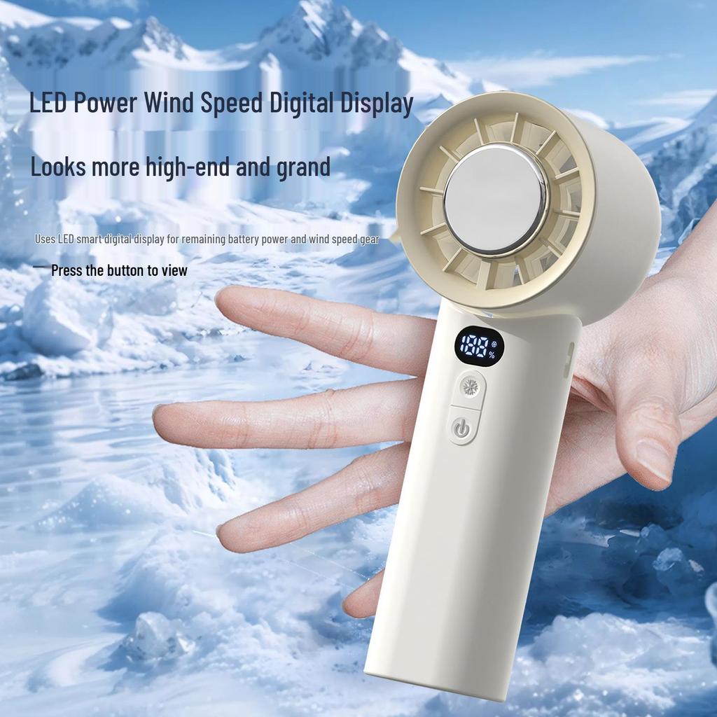 Portable High-Speed Mini Fan with Digital Display - Long-Lasting, Foldable, and Cooling