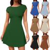 Women's Summer Casual Backless Cap Sleeve T Shirt Dress Round Neck Party Dresses