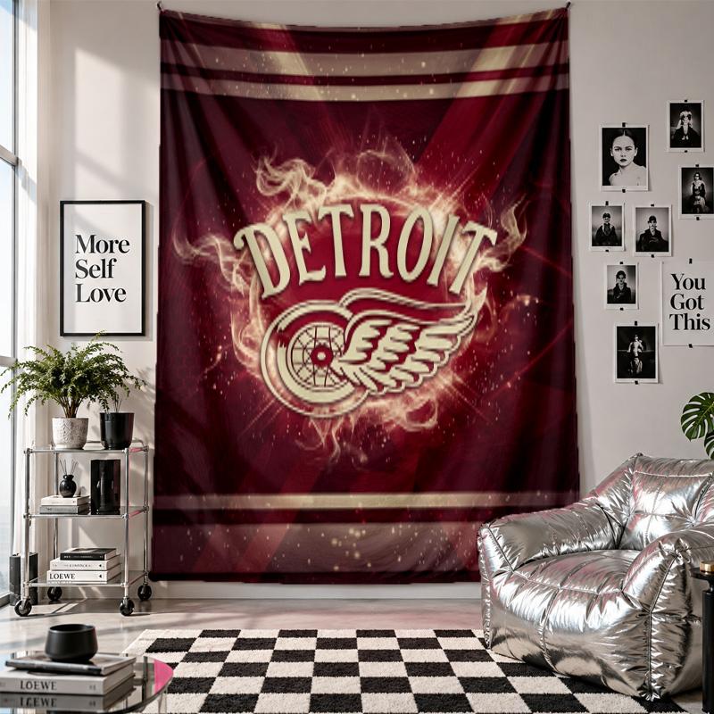 Настенный гобелен Detroit Red Wings Домашний декор Настенное полотно для спальни гостиной Фон
