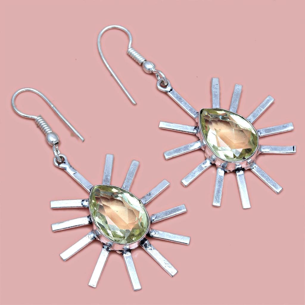 Комплект из серег и подвески ко Дню матери с драгоценным камнем лимонный топаз