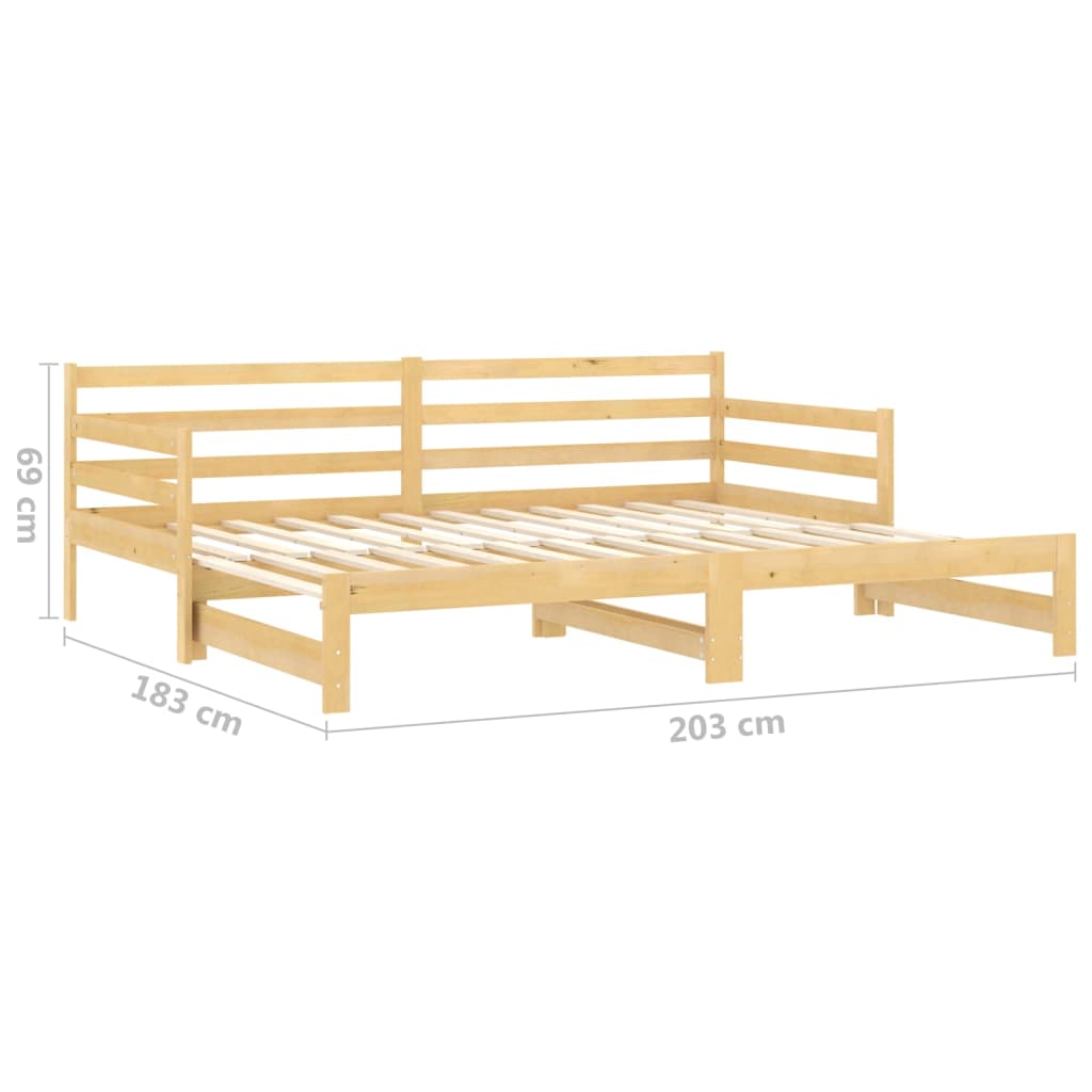 Daybed Pull out Solid Pine Wood 2x(90x200) cm