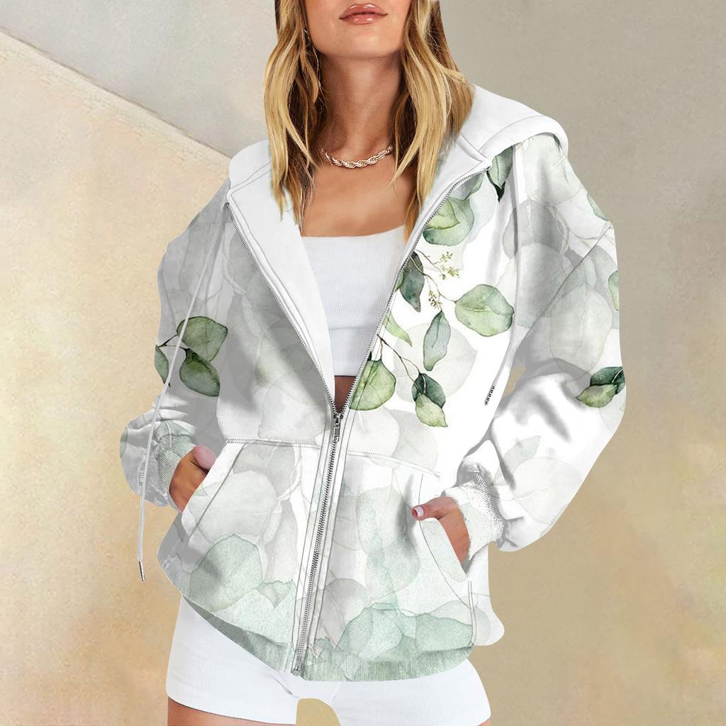 Женские повседневные модные пуловеры с принтом и длинными рукавами, толстовки на молнии, пальто