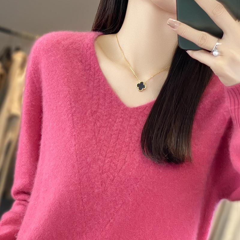 Женский кашемировый свитер Qinghe cashmere 30% кашемир 70% шерсть Женский осенне-зимний кашемировый свитер мягкий и теплый