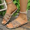 Brand Design Women's Rhinestone Slippers Summer Fashion Gold Silver Flat Sandals Woman Plus Size 43 Comfort Outdoor Beach Slides
