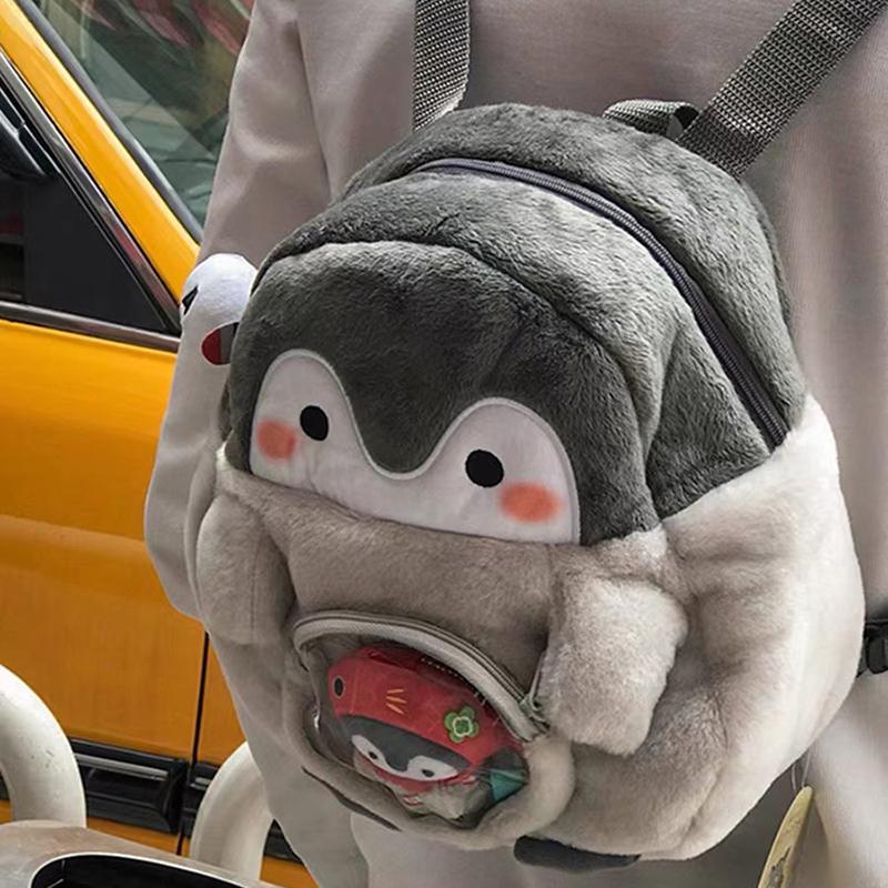 Бархатная женская сумка с мультяшным пингвином, плюшевая кукольная сумка, симпатичная мини-книжная сумка, универсальная повседневная сумка, подарок, мини-пингвины