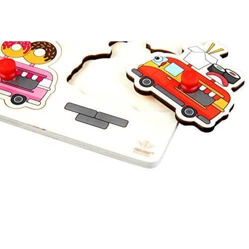 Engelhart - Puzzle d?Quality Buttons - Educational Wooden Games for Children 3 Years and Up (Food Truck)
