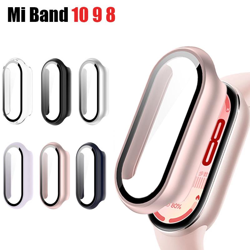 Закаленное Стекло+Чехол из ПК для Xiaomi Mi Band 10 9 8 Защитный Чехол Ударопрочный Полный Жесткий Защитный Экран Xiaomi Smart Band 10 9