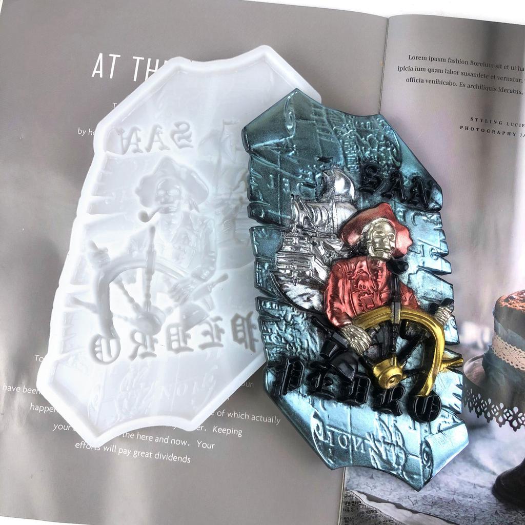 Силиконовая форма Скелет Карта сокровищ Пиратский череп Смола Украшения 3D Гипсовый рельеф Модель Эпоксидная смола Формы для литья