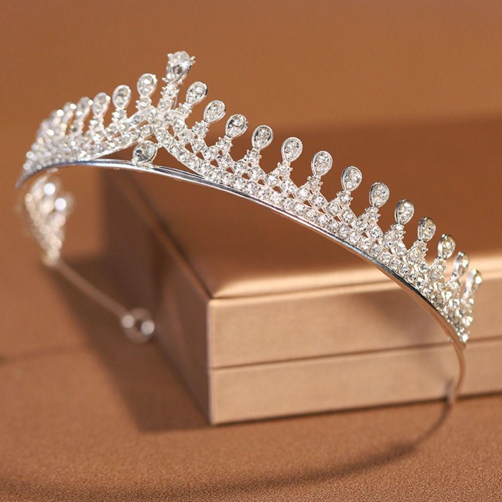 Zircon Crystal Bridal Crown Shiny Rhinestone Headband Diadem Wedding Hair Jewelry For Birthday