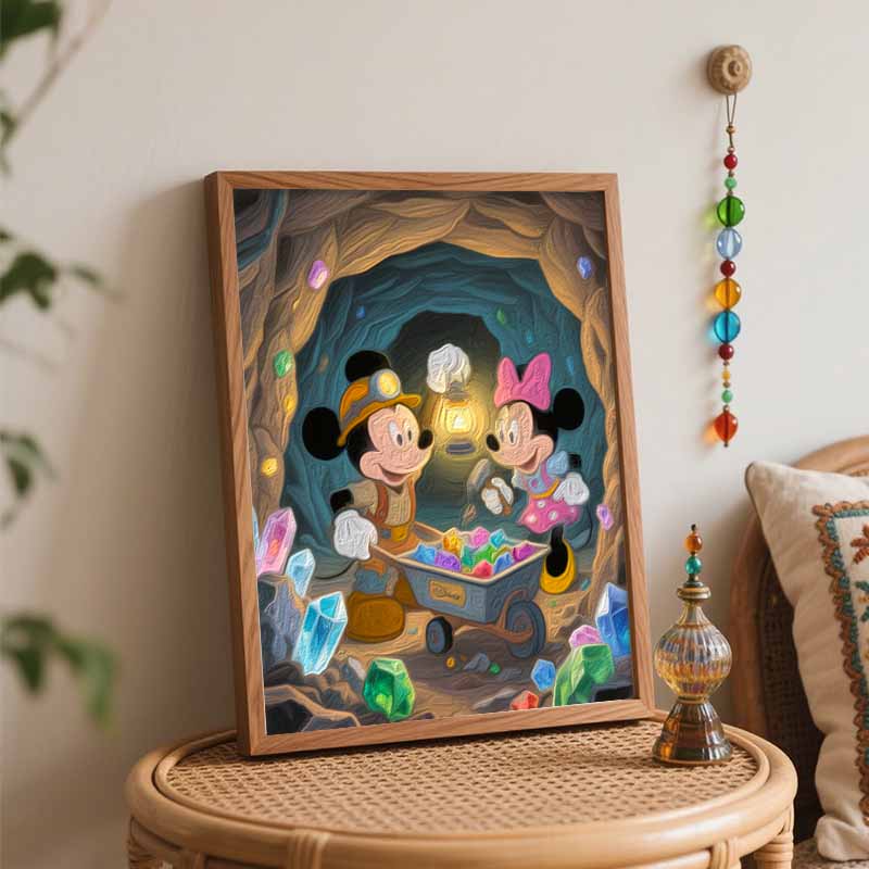 Disney digital oil painting art painting handmade diy home decorations gem mining cave adventure