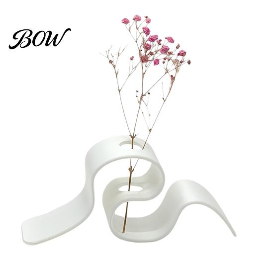 Indoor Flower Display 3D Printed Dried Stand, Curved Ribbon Vase, Decorative Holder, Minimalist Stand Artificial Rack for Bedroom Living Room