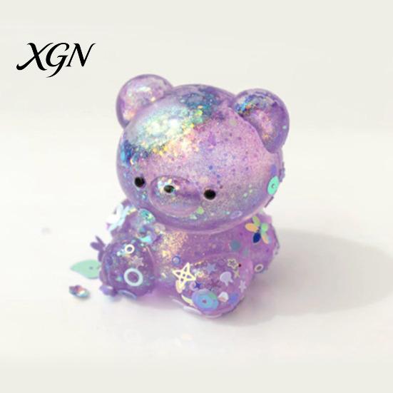 Mini Stress Toy Glitter Bear Squeeze Relief Clear Sugar Office Desk Ball Sensory Soft Slow Rising Decompression Fidget