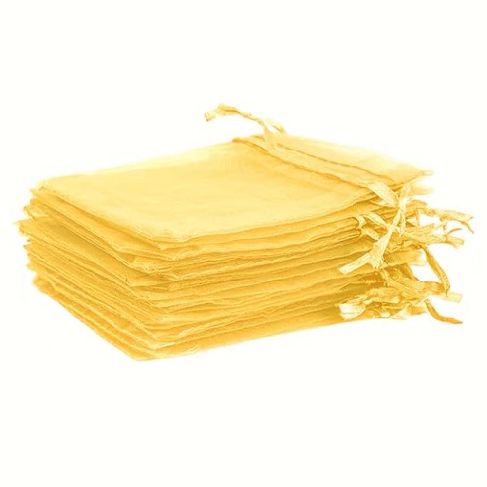 20/30/50pcs Organza Bags White Gold Drawstring Jewelry Gift Bags Wedding Favor Candy Pouches Christmas Party Packaging Small Bag
