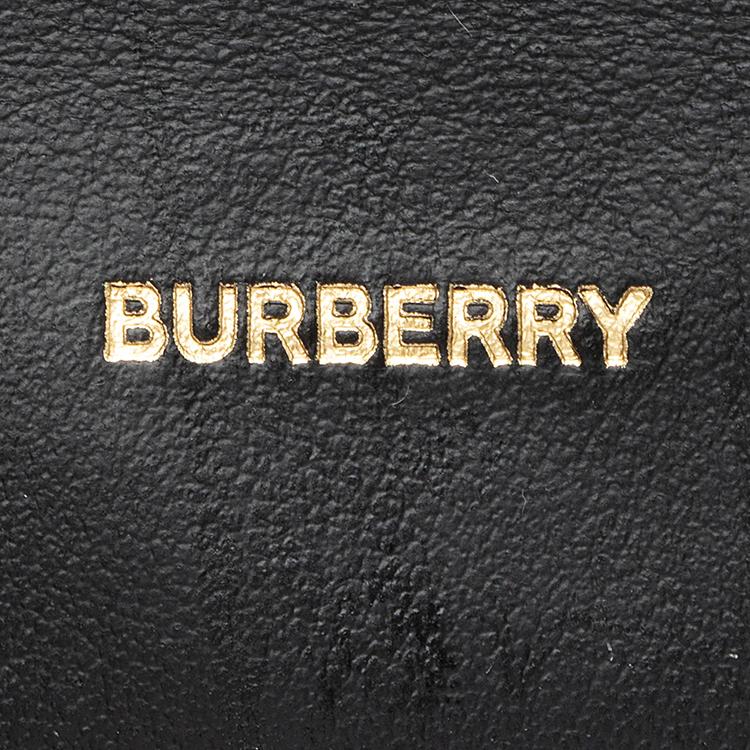 Burberry Vintage Check & Black Leather Wallet Crossbody Bag With Gold Hardware For Daily Use