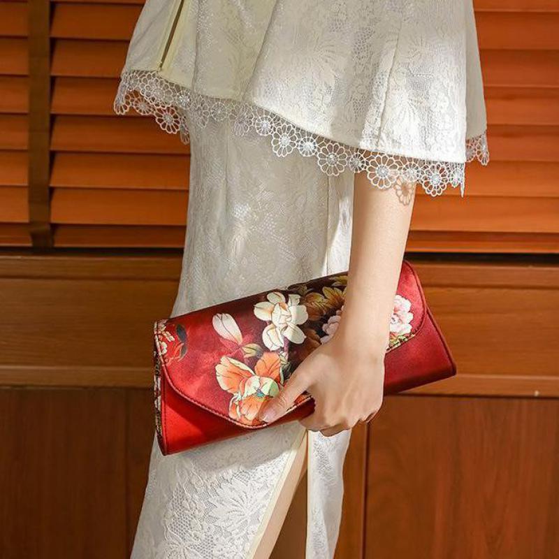 Johnature Женские клатчи, античная сумка Cheongsam, универсальные винтажные женские сумки на плечо с цветочным принтом