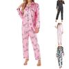 Women's Fall Casual Home Wear Suit Pajamas Satin Cardigan Long Sleeves