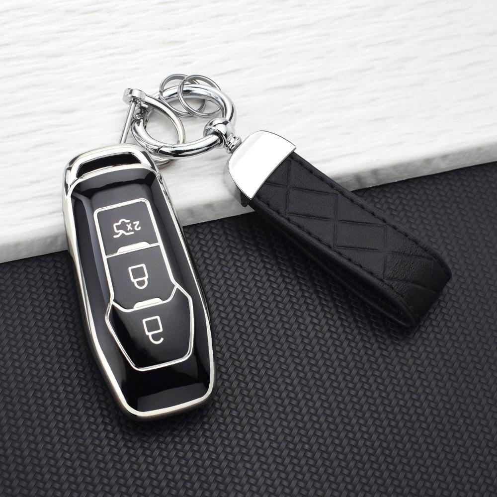 Мягкий ТПУ Чехол для Ключа автомобиля Ford Mustang Edge Explorer Fusion Mondeo Kuga Smart 3 Кнопки Брелок-чехол Держатель Брелок