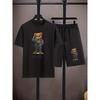Fashionable Men's Sports Suit Summer Harajuku Casual Short Sleeve O Neck T-shirt and Sports Shorts 3d Bear Printing 2-piece Set