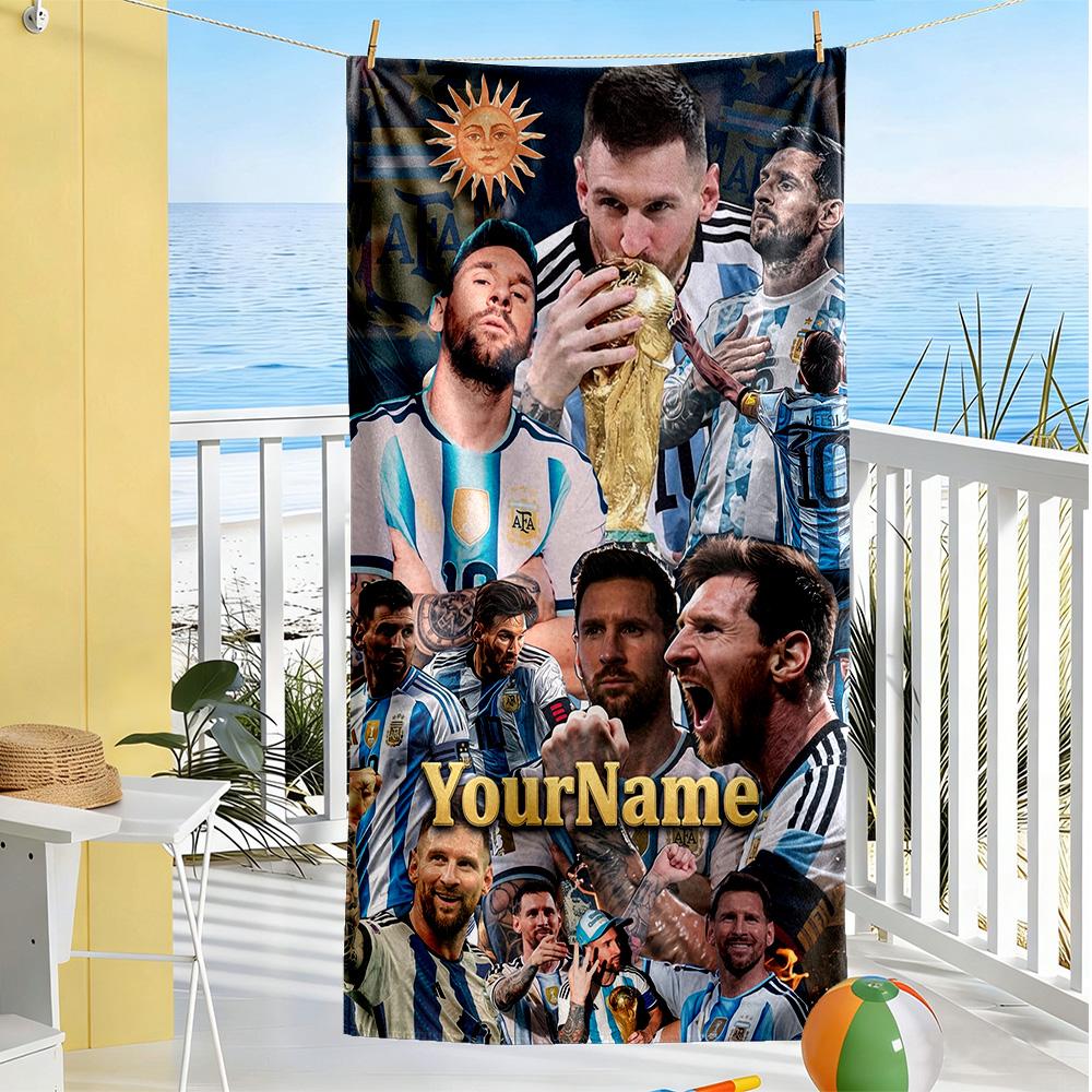 Messi Customized Name Beach Towel Soft Durable Quick-Dry Suitable for Swimming Gym Camping Yoga Vacation