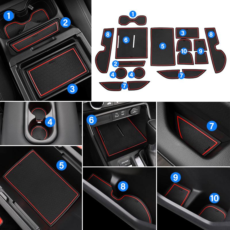 Car Interior Non-Slip Mat Door Groove Pad Gate Slot Cup Accessories For Honda CR-V CRV 6th Gen 2023 2024 2025 Hybrid
