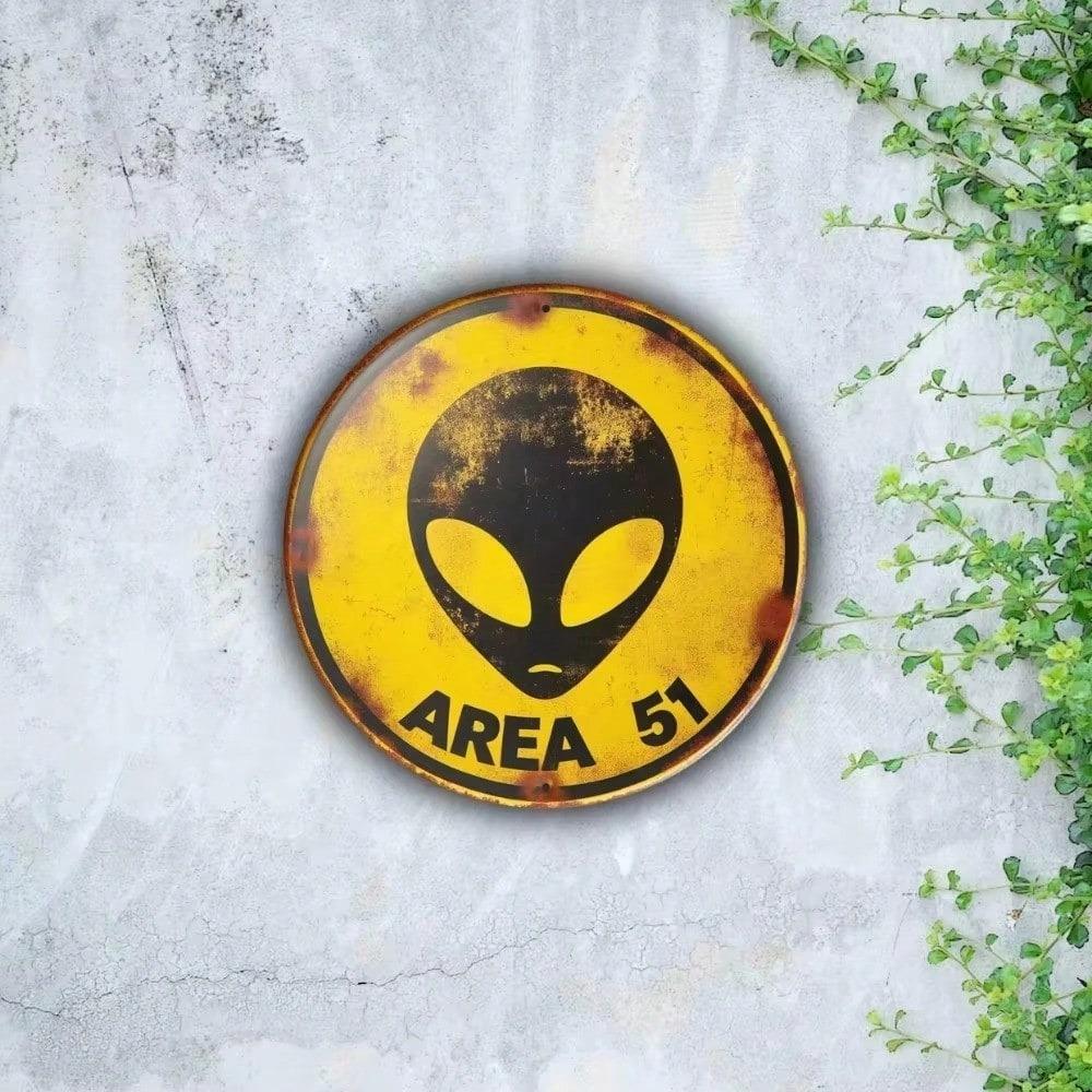 Винтажная металлическая жестяная табличка Зона 51 НЛО Декор с пришельцами Ретро Настенное искусство