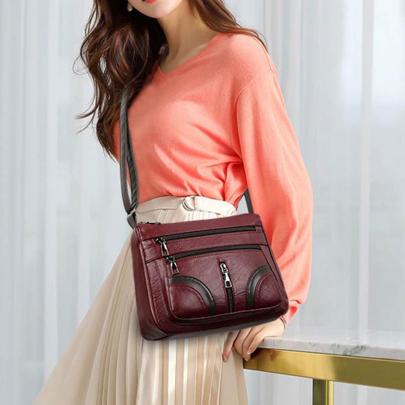 Многослойная женская сумка с текстурой овчины, модная сумка через плечо большой вместимости, женская сумка через плечо среднего возраста, материнские сумки