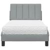 Bed with Mattress  Hanko  Light Grey 80 x 200 cm Fabric