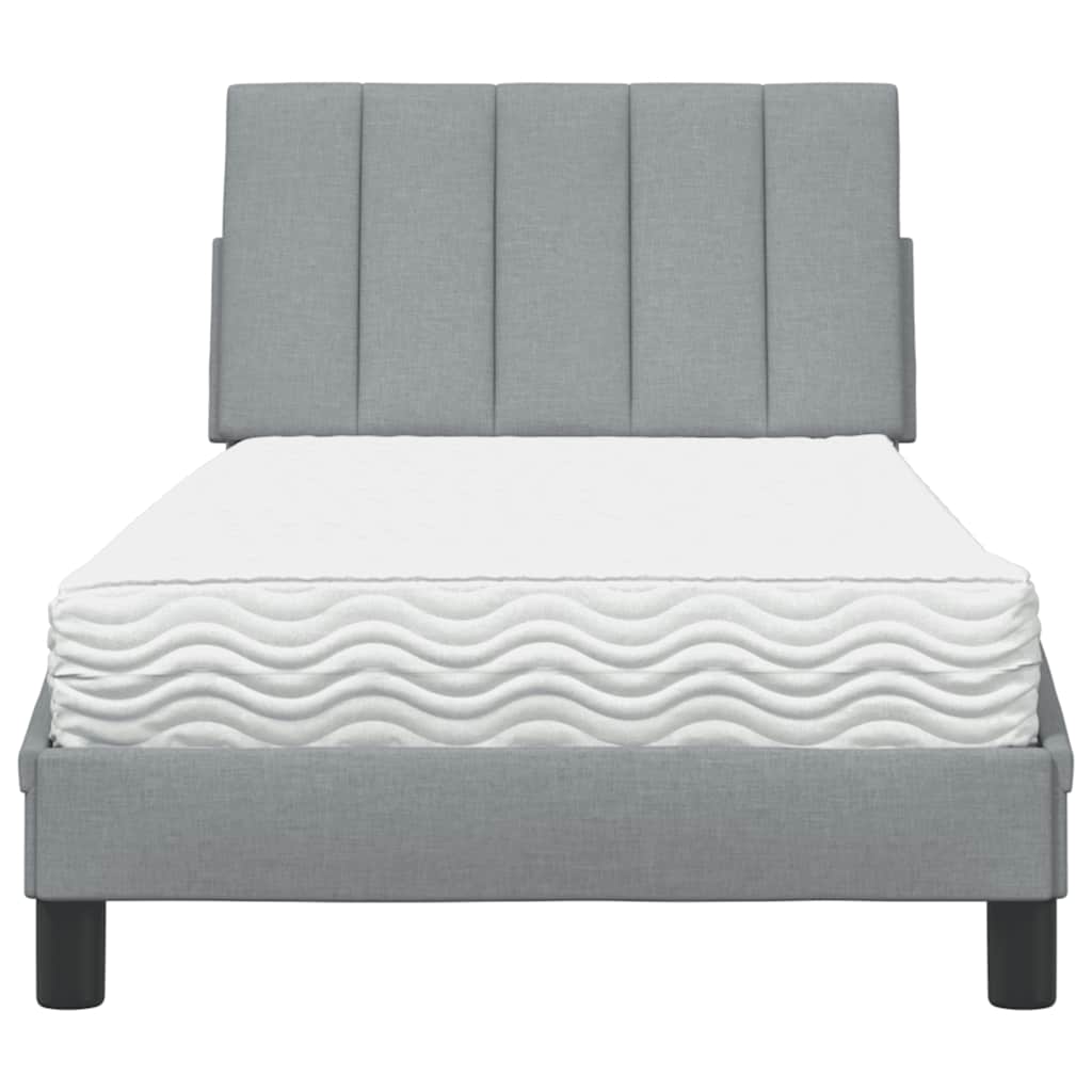 Bed with Mattress Hanko Light Grey 80 x 200 cm Fabric