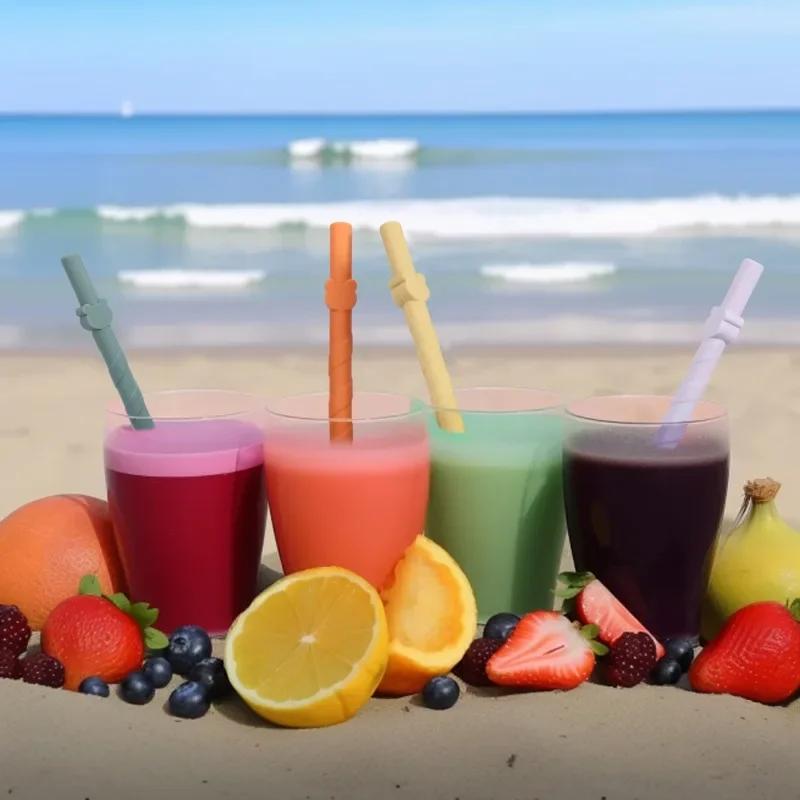 Соломинка Цветная Силиконовая Многоразовая Легко моющаяся Прямые Соломинки Креативная Бытовая Детская для Молочного Чая Пищевая