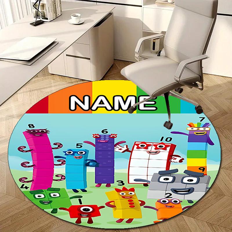 Personalized 3D-Number-Blocks-Cartoon Round Chair Office Rug - Perfect for Mat, Office Chair & More - Ideal Gift for Birthdays and Holidays