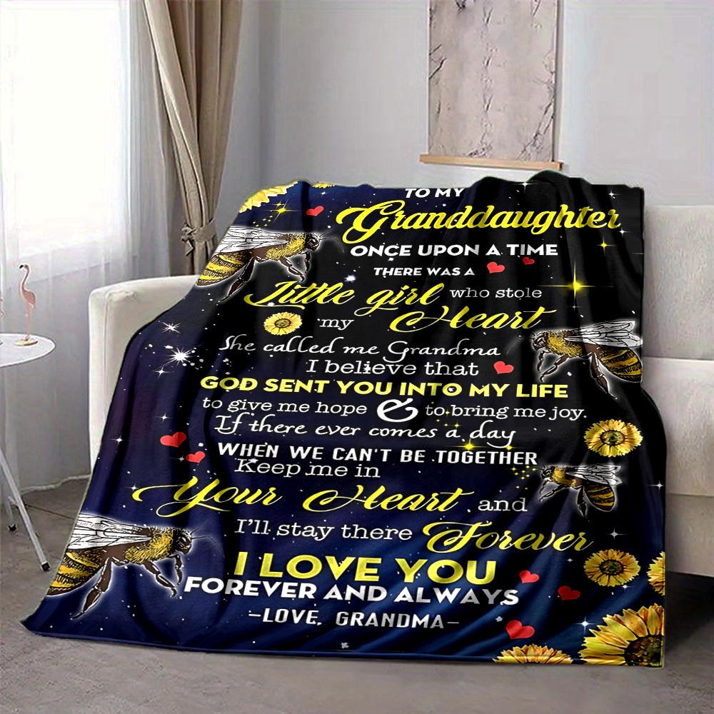 1pc Granddaughter Love Quotes Blanket Lightweight Flannel Blanket Throw Blanket For Sofa, Bed, Travel, Camping, Livingroom, Office, Couch, Chair, And
