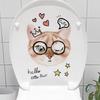 Cute Animal Wall Decals Creative Dog and Cat Cartoon Stickers for Waterproof Bathroom Toilet Seat
