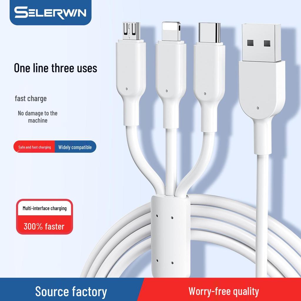 Многофункциональный кабель USB 3-в-1 для быстрой зарядки устройств Apple, Android и Type-C