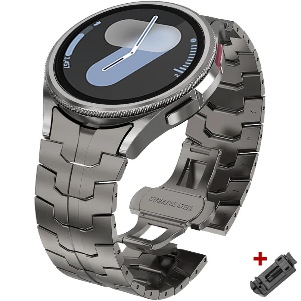 Ремешок из нержавеющей стали для Samsung Galaxy Watch 7 6 5 4 40мм 44мм 6 Classic 43мм 47мм Без зазоров Металлический браслет 5Pro 45мм Быстросъемный
