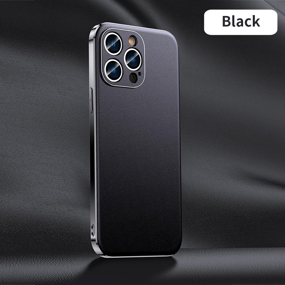 Оригинальный кожаный чехол для телефона из коровьей кожи для iPhone 17 16 15 14 12 11 13 Pro Max 14 Plus С гальваническим покрытием Ударопрочный Защита объектива Задняя крышка