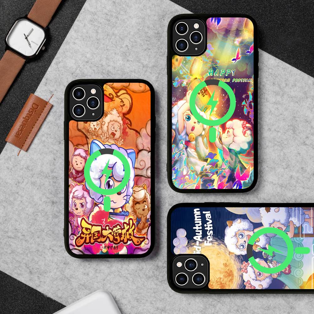 Pleasant Goat And Big Big Wolf Magnetic Case For IPhone 17 16 14 13 12 11 15 Pro Max Plus Wireless Charge Phone Cover