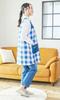 Atelier Momo & Momo Monchhichi Apron, Side Opening, Check Pattern, Blue, Women's, M-L, MA43865-51