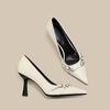 Thin heel light ripe single shoes 2025 autumn and winter new French temperament high-end beautiful pointed black high heels women