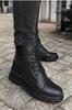 Men's Fashion Waterproof Flat Heeled Booties Bootie Black Flat Waterproof Leather Daily Orthopedic Woolen Boots Shoes