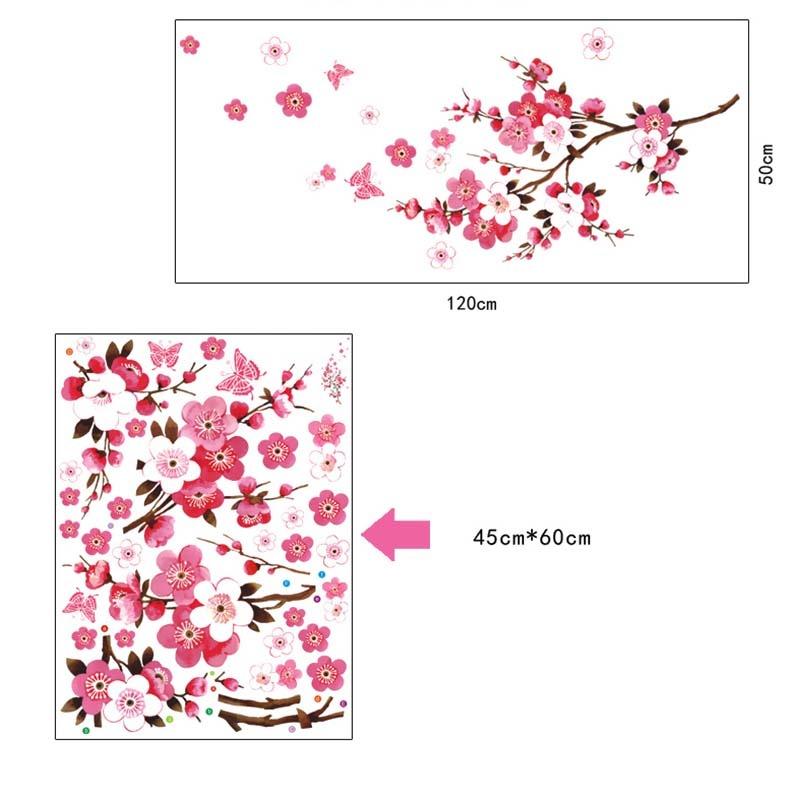 Розовый цветок сакуры вишневый цвет ПВХ наклейки на стены наклейки домашний декор