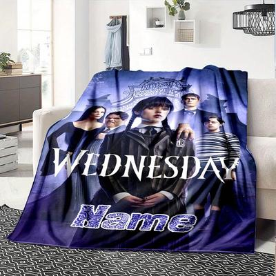 Wednesday Addams Gothic Mansion Family Members Four Seasons Blanket Customized With Your Name Lightweight And Warm Perfect Gift For Home Office