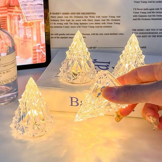 Светодиодная лампа в форме рождественской елки, мягкое свечение, немерцающий прикроватный светильник на батарейках