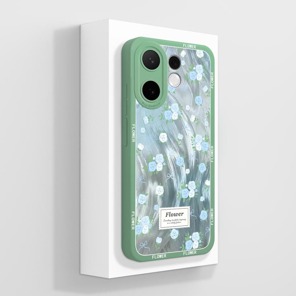For Vivo V60 Lite Case Candy Painted Flower Phone Back Cover For Vivo V 60 Soft Liquid Silicone Anti Drop Full Protection Bumper