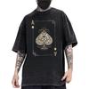 Европейский размер Тяжелая стираная Мужская винтажная футболка с принтом Streetwear Повседневная рубашка для каждого дня Формальный городской стиль Потертый вид Удобная