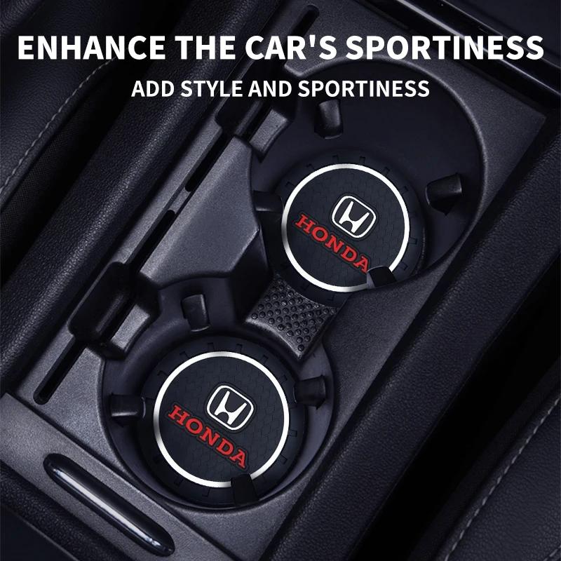 1/2Pcs Car Coasters Water Cup Slots Non-Slip Mat For Honda CITY CIVIC Mugen MB4 Pilot Type R Type S Si Insight Auto Accessories