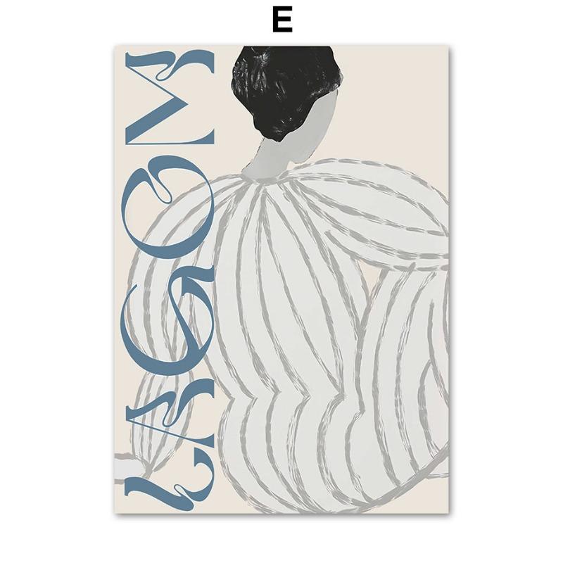 Абстрактные Фигуры Линии Полоса Девушка Красочное Настенное Искусство Холст Живопись Постеры и Принты Бар Отель Картины для Декора Гостиной