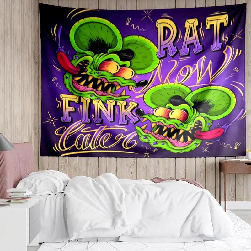 Rat Fink Power Wall Hanging Tapestry Wall Cloth Tapestries Decor Wall Bedroom Decoration