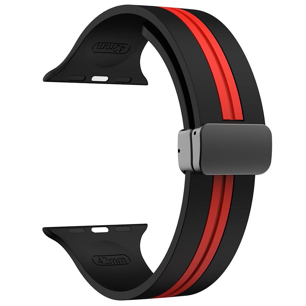 KALEBOL Полосатый магнитный силиконовый ремешок для Apple Watch Series 10 9 8 7 SE 6 5 4 3 2 1 42 мм 41 мм 40 мм 38 мм Ремешок для часов